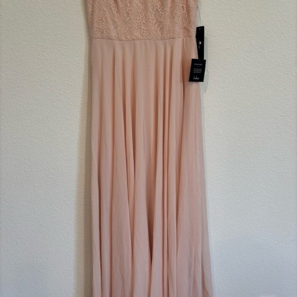 Lulus Divine Evening Blush Pink Lace Chiffon Maxi Dress NWT - Picture 6 of 10